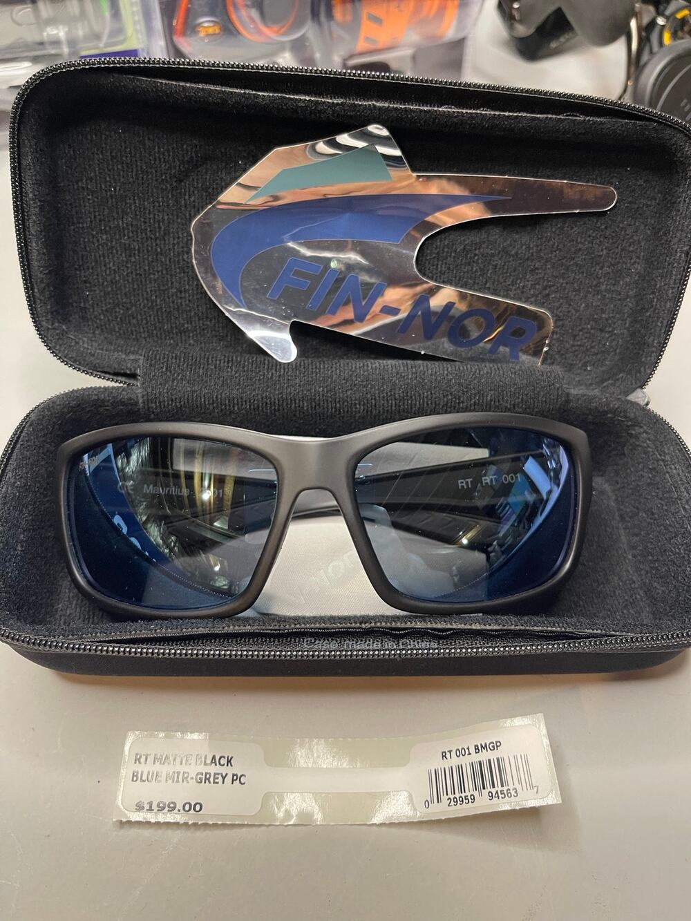 Fin-Nor RT Matte Black Blue Mirror Polycarbonate Polarized Sunglasses